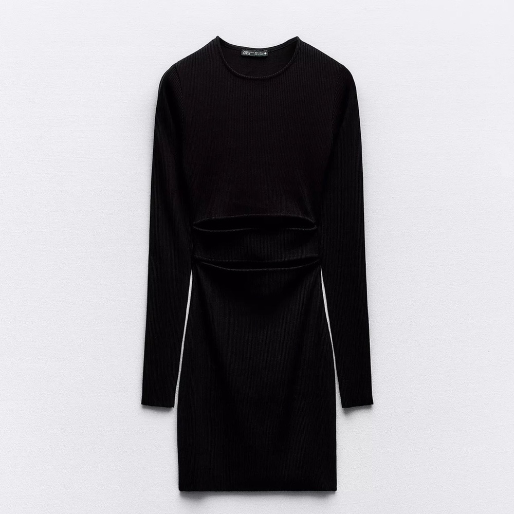 Zara black long sleeve cutout mini dress